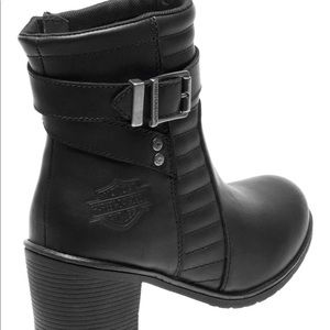 Harley-Davidson black leather motorcycle boots.